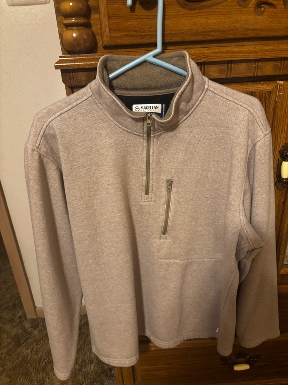 Magellan Outdoors Men's Light Taupe Quarter-Zip Pullover
